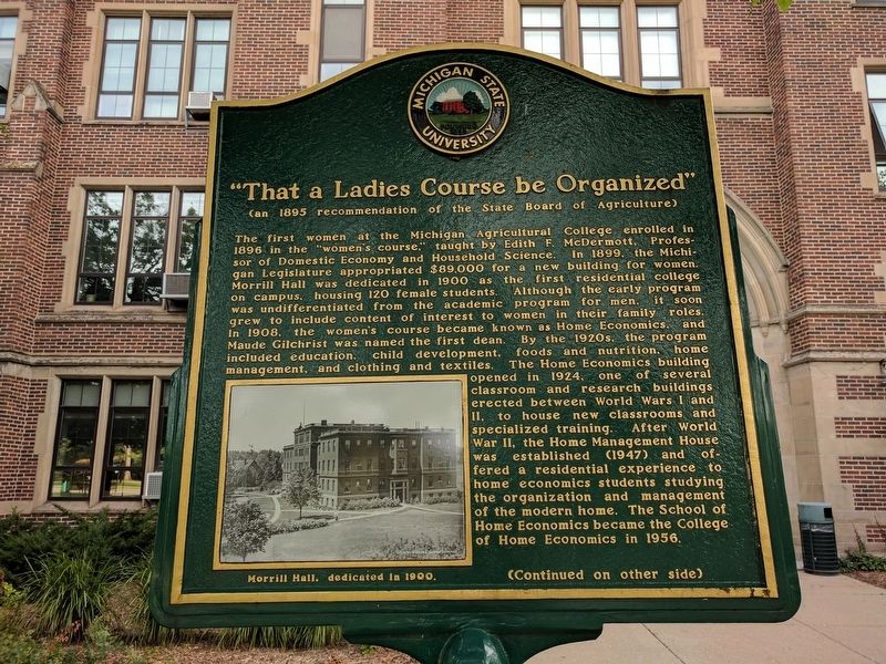 "That a Ladies Course be Organized" Marker - Side 1 image. Click for full size.