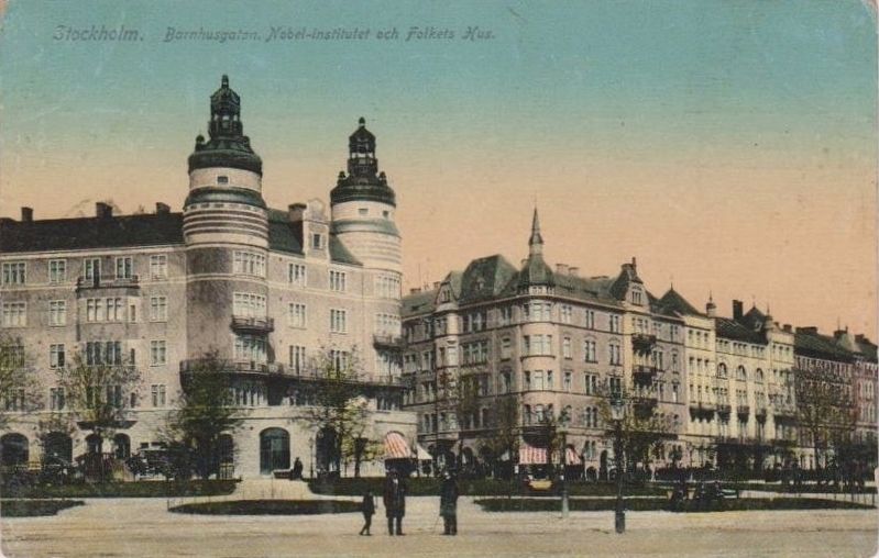 <i>Stockholm. Barnhusgatan. Nobel-institut och Folkets Hus.</i> image. Click for full size.