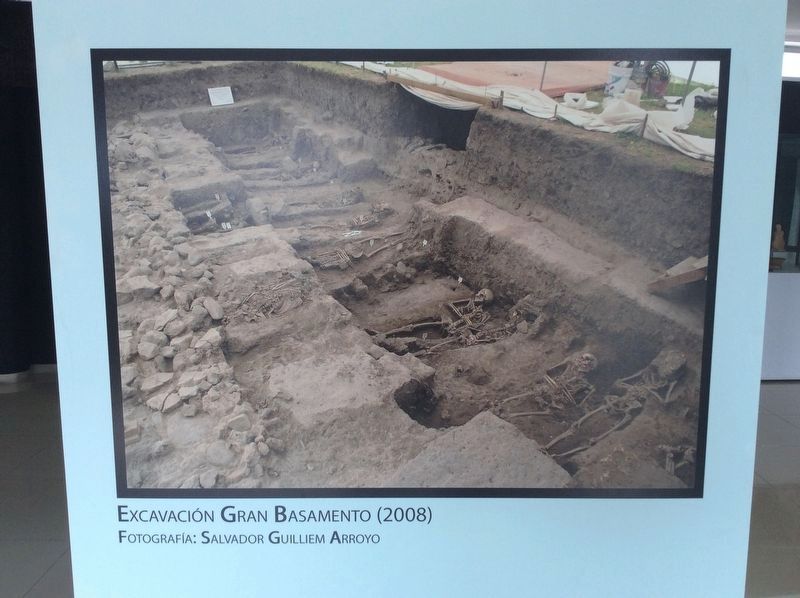 A photo from the small site museum at Tlatelolco of the Great Base excavations from 2008 image. Click for full size.