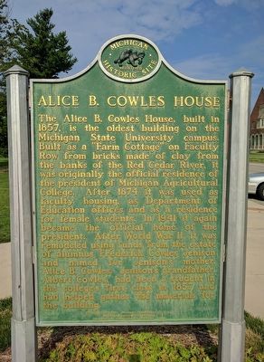 Alice B. Cowles House Marker - Side 1 image. Click for full size.