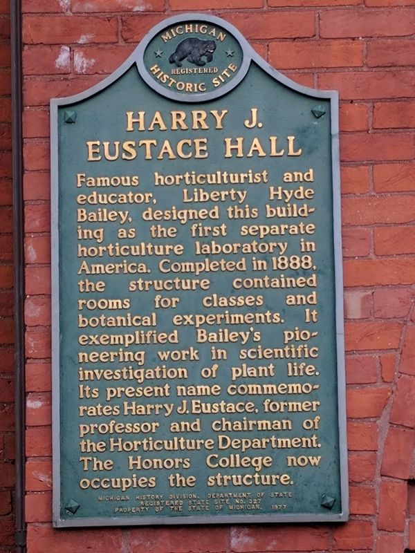 Harry J. Eustace Hall Marker. Click for full size. Harry J. Eustace Hall Marker image. Click for full size.