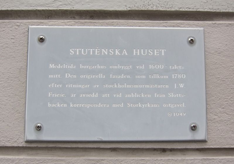 Stutenska Huset / The Stuten Building Marker. Click for full size. Stutenska Huset / The Stuten Building Marker image. Click for full size.