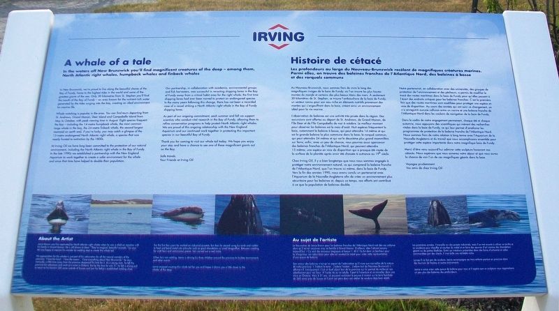 A whale of a tale / Historie de cétacé Marker. Click for full size. A whale of a tale / Historie de cétacé Marker image. Click for full size.