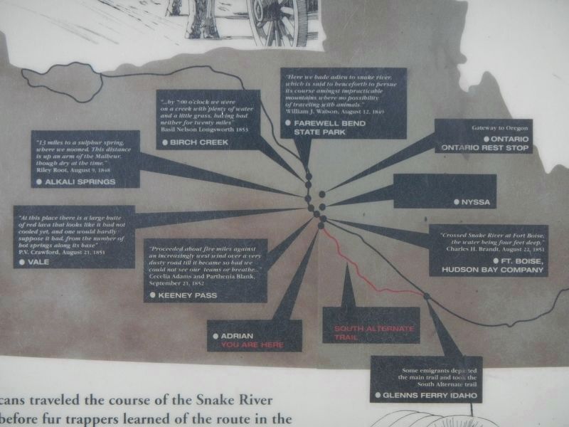 The South Alternate Route of the Oregon Trail Marker, detail image. Click for full size.