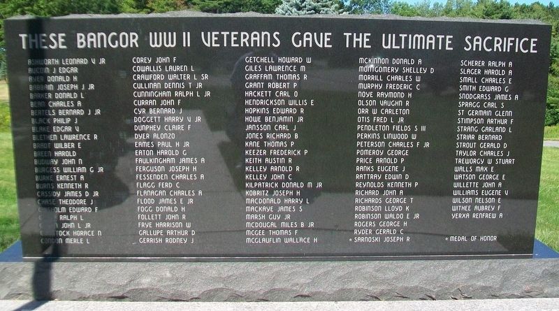 Bangor World War II Honored Dead Memorial. Click for full size. Bangor World War II Honored Dead Memorial image. Click for full size.