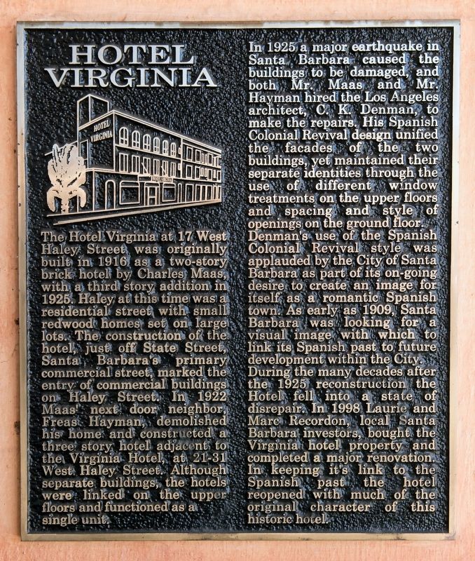 Hotel Virginia Marker image. Click for full size.