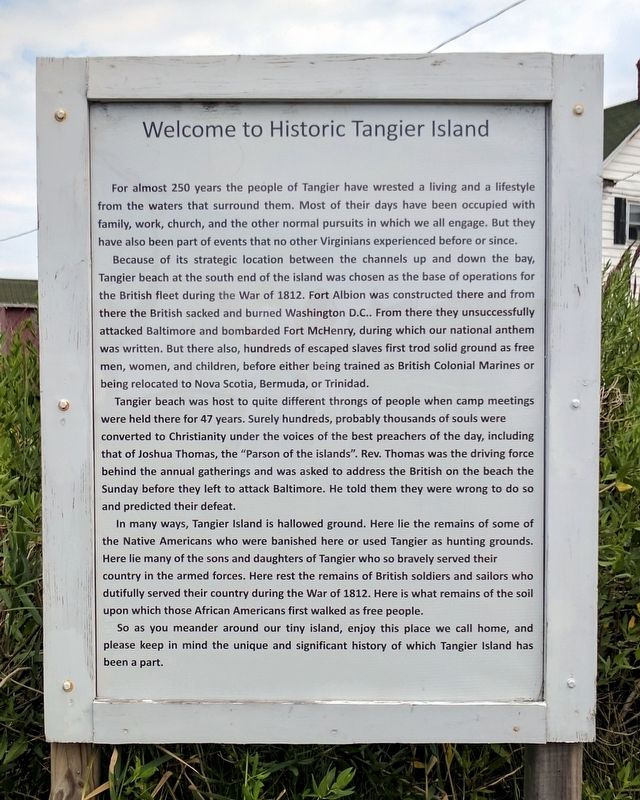 Welcome to Historic Tangier Island Marker image. Click for full size.