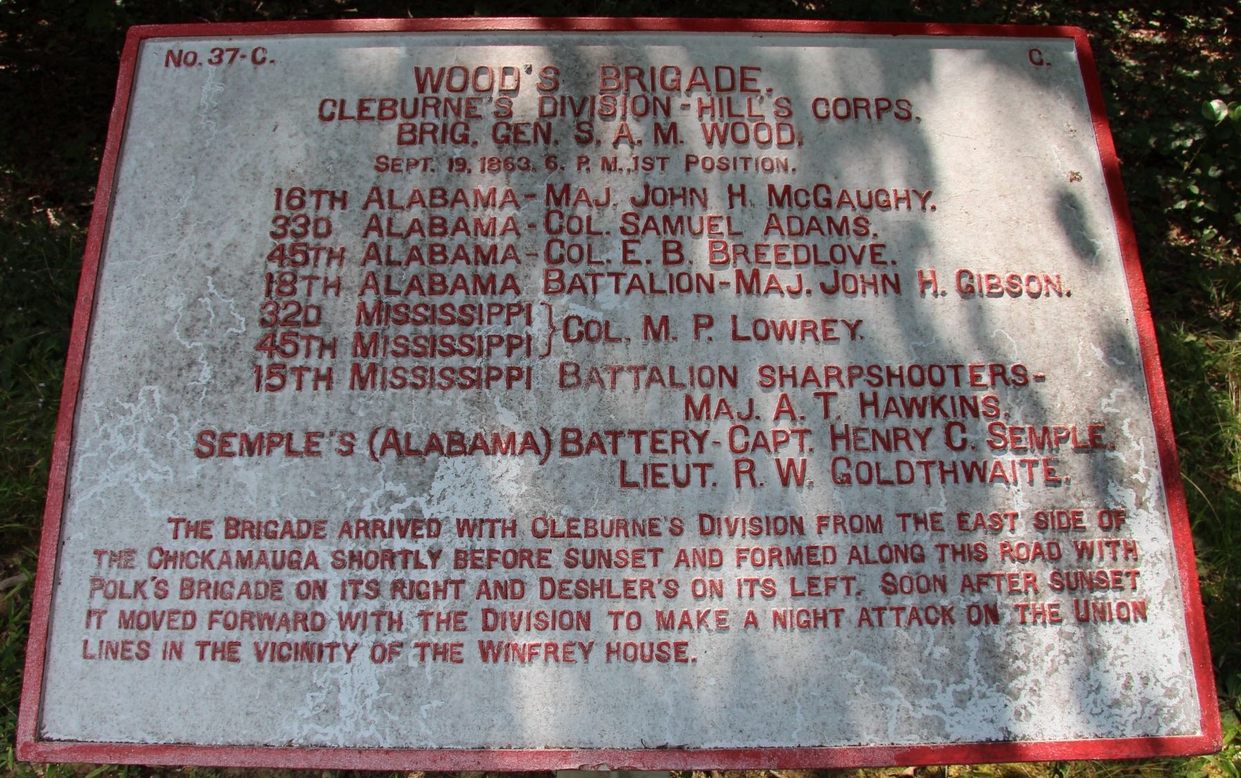 Wood's Brigade Marker image. Click for full size.