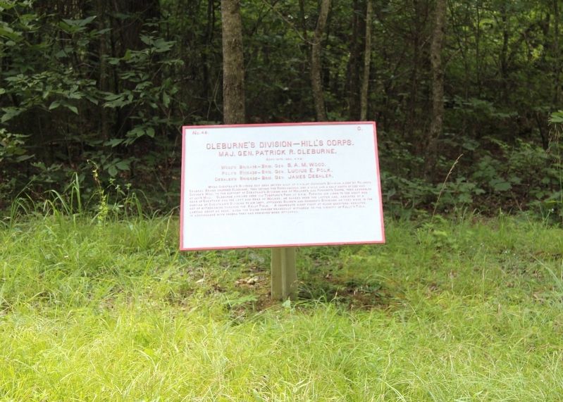 Cleburne's Division - Hill's Corps Marker. Click for full size. Cleburne's Division - Hill's Corps Marker image. Click for full size.