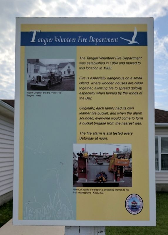 Tangier Volunteer Fire Department Marker image. Click for full size.