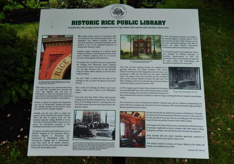 Historic Rice Public Library Marker image. Click for full size.