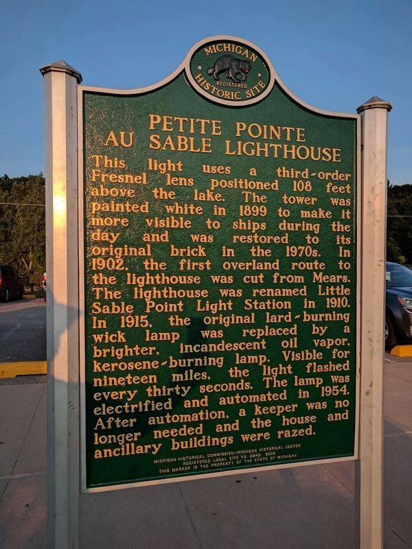Petite Pointe Au Sable Lighthouse Marker - Side 2 image. Click for full size.