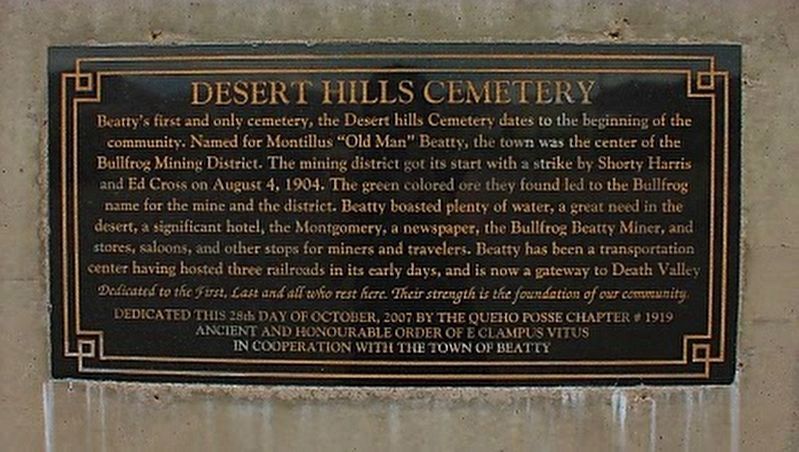 Desert Hills Cemetery Marker image. Click for full size.