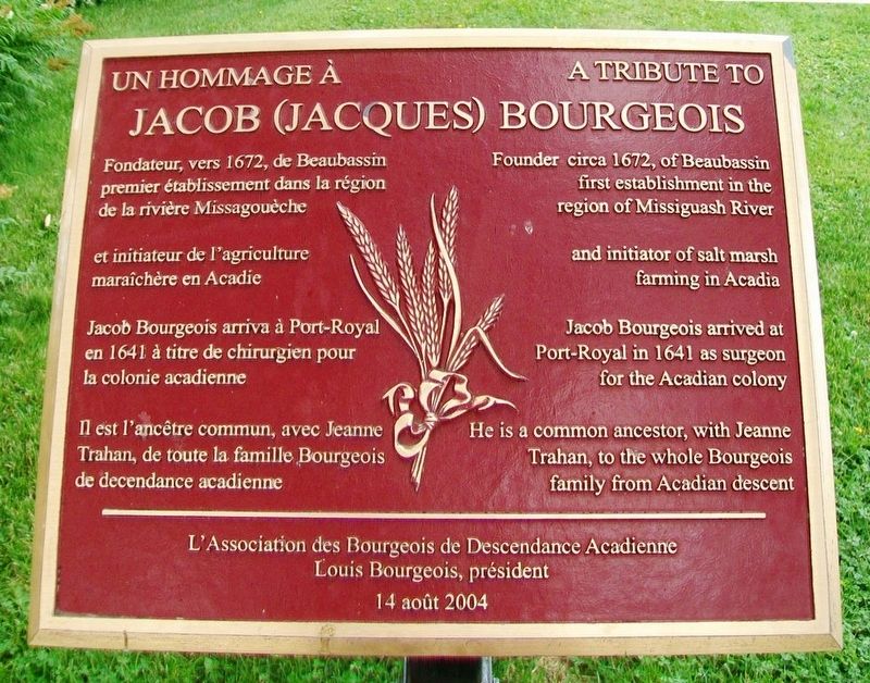 Un hommage /A Tribute to Jacob (Jacques) Bourgeois Marker image. Click for full size.