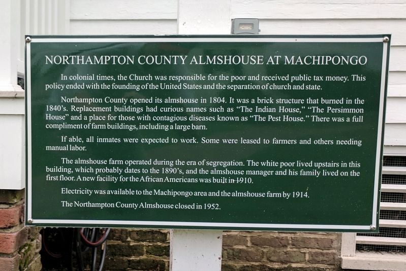 Northampton County Almshouse At Machipongo Marker image. Click for full size.