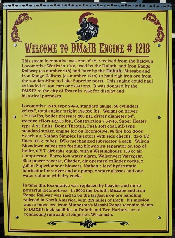 Welcome to DM&IR Engine # 1218 marker image. Click for full size.