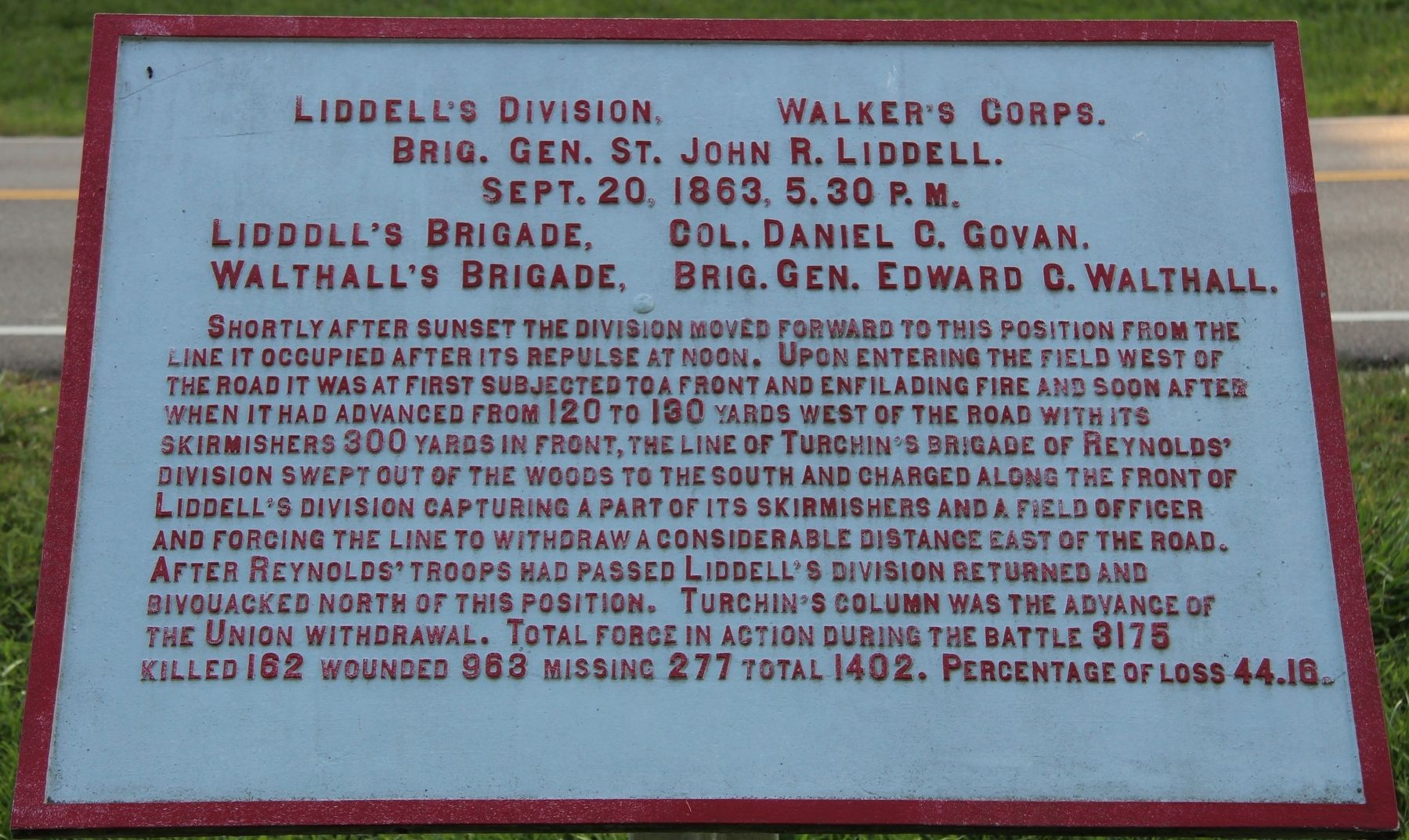 Liddell's Division Marker. Click for full size. Liddell's Division Marker image. Click for full size.
