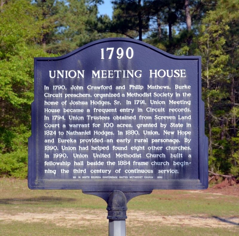 1790 Union Meeting House Marker image. Click for full size.