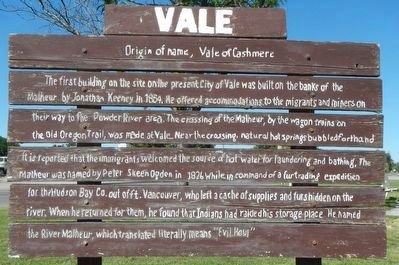 Vale Marker. Click for full size. Vale Marker image. Click for full size.