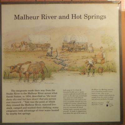 Malheur River and Hot Springs Marker. Click for full size. Malheur River and Hot Springs Marker image. Click for full size.