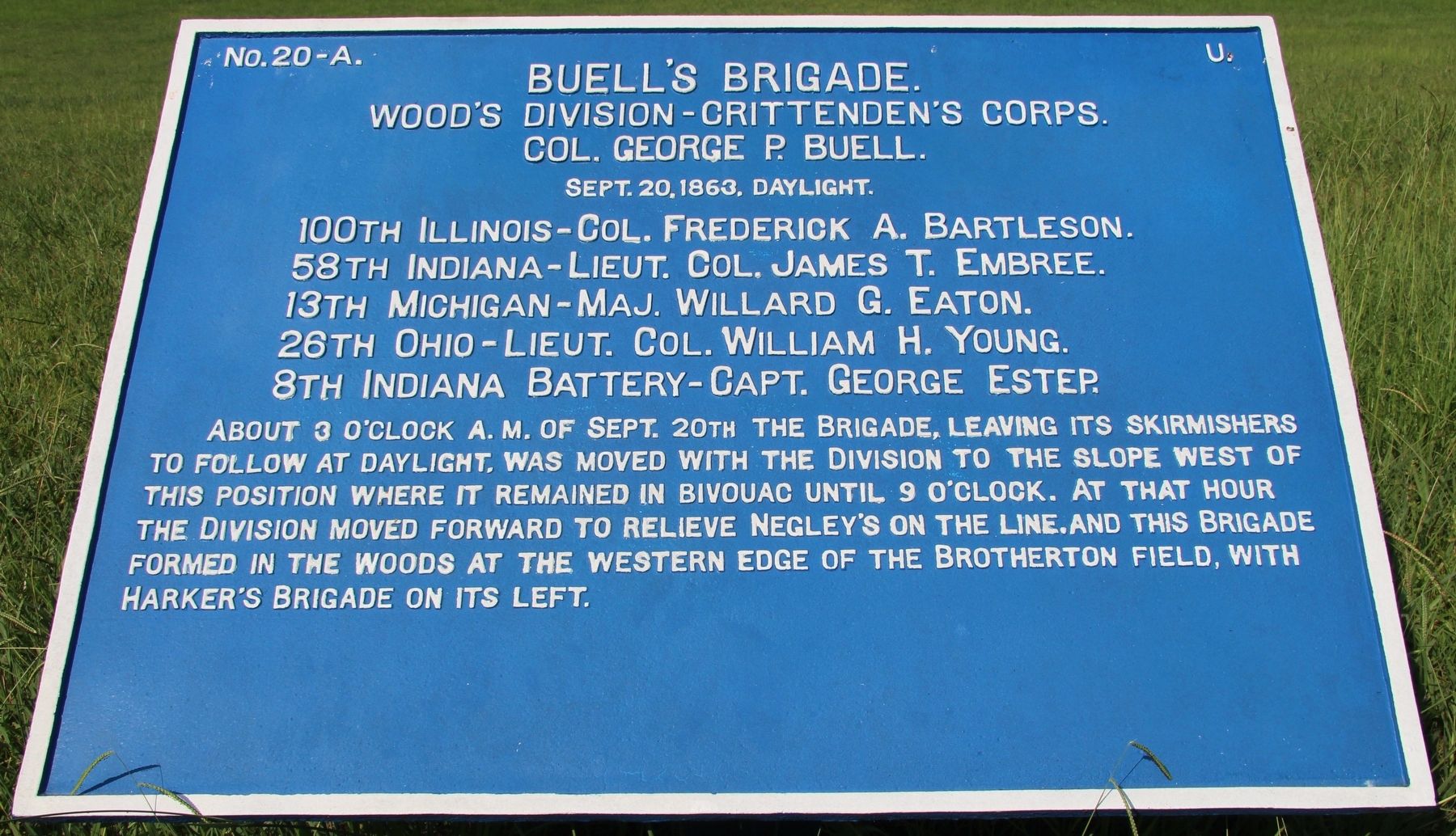 Buell's Brigade Marker image. Click for full size.