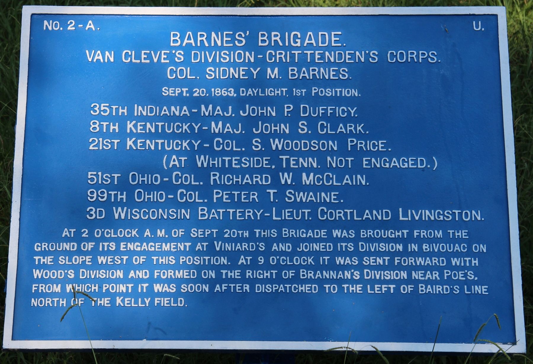 Barnes' Brigade Marker. Click for full size. Barnes' Brigade Marker image. Click for full size.
