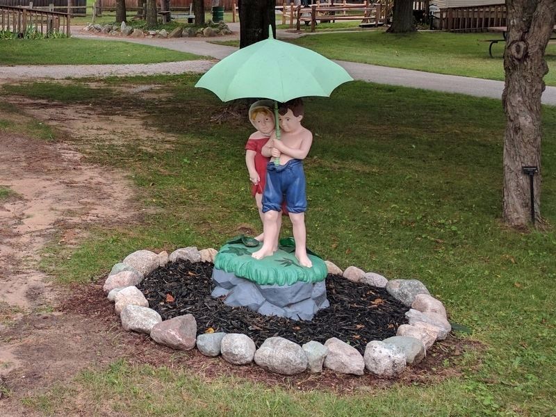 Boy and Girl Under the Umbrella Marker image. Click for full size.