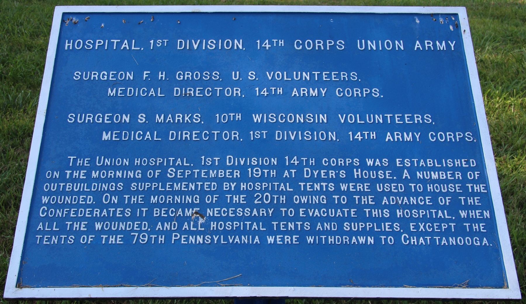 Hospital, 1st Division, 14th Corps Union Army Marker image. Click for full size.
