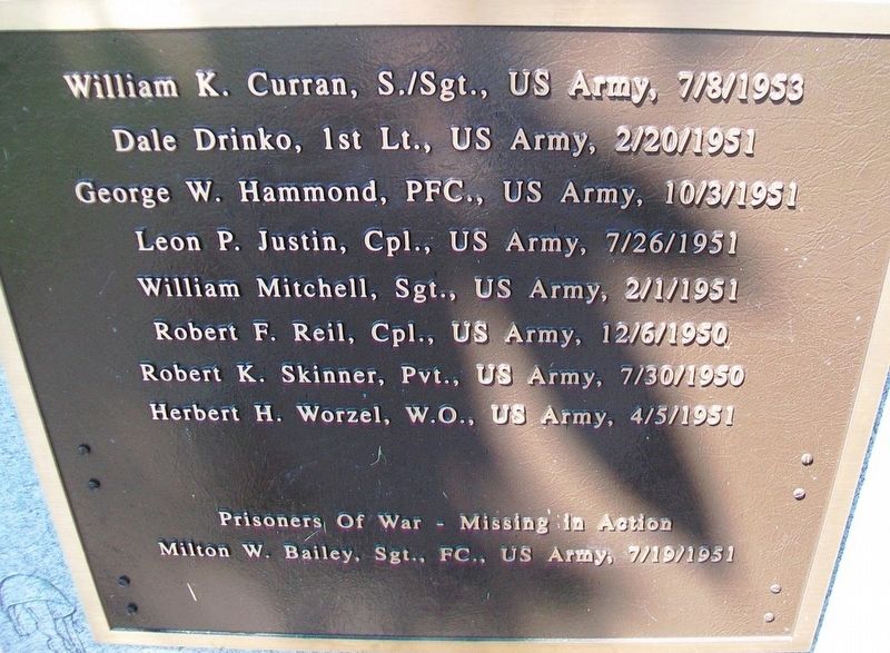Korean War Memorial Honored Dead image. Click for full size.