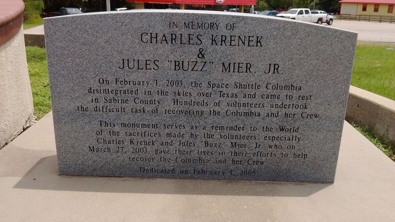 In Memory of Charles Krenek & Jules “Buzz” Mier, Jr. Marker image. Click for full size.