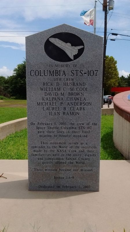 In Memory of Columbia STS-107 Marker. Click for full size. In Memory of Columbia STS-107 Marker image. Click for full size.