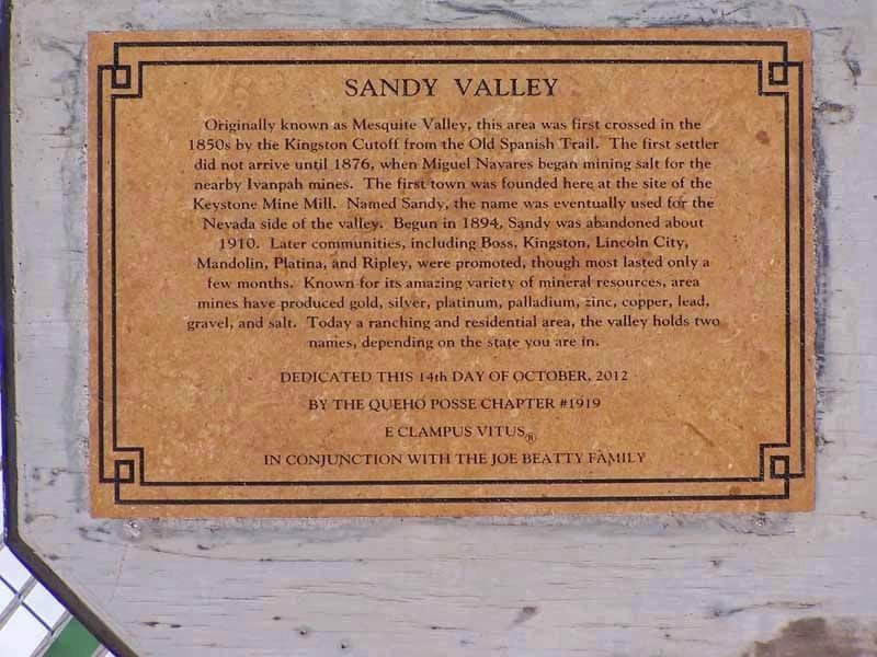 Sandy Valley Marker image. Click for full size.