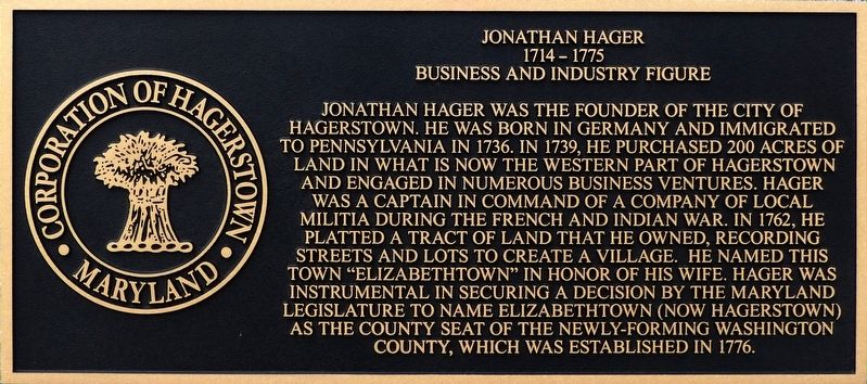 Jonathan Hager Marker image. Click for full size.