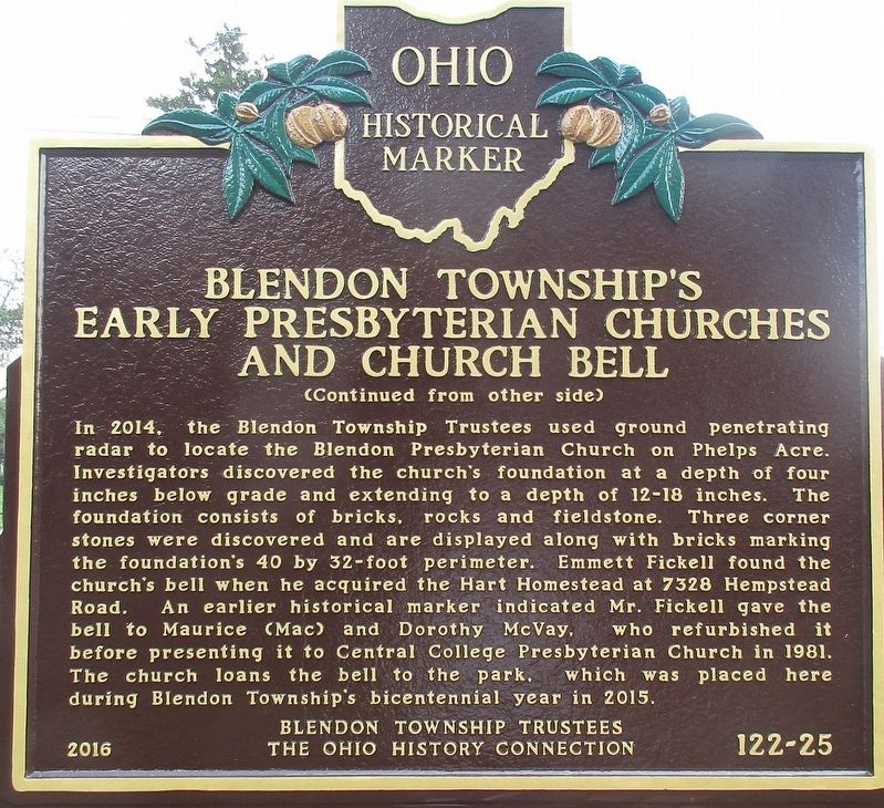 Blendon Township's Early Presbyterian Churches and Church Bell Marker image. Click for full size.