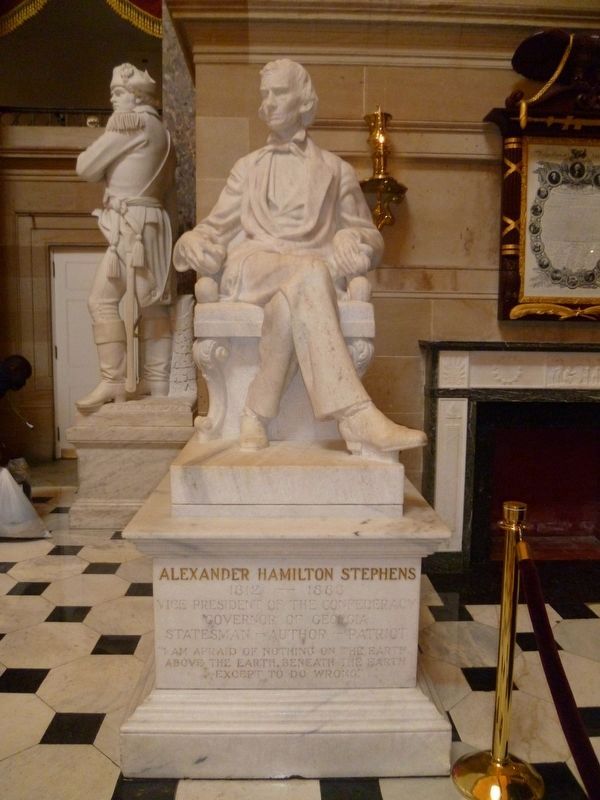 Statue of Alexander Hamilton Stephens at the US Capitol. Click for full size. Statue of Alexander Hamilton Stephens at the US Capitol image. Click for full size.
