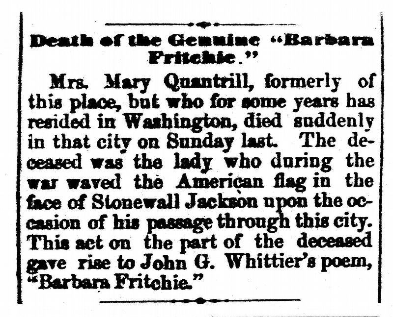 Death of Genuine “Barbara Fritchie” image. Click for full size.