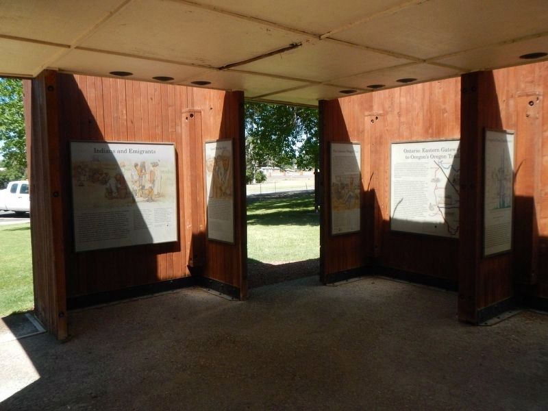 Ontario Oregon Trail Kiosk Markers. Click for full size. Ontario Oregon Trail Kiosk Markers image. Click for full size.