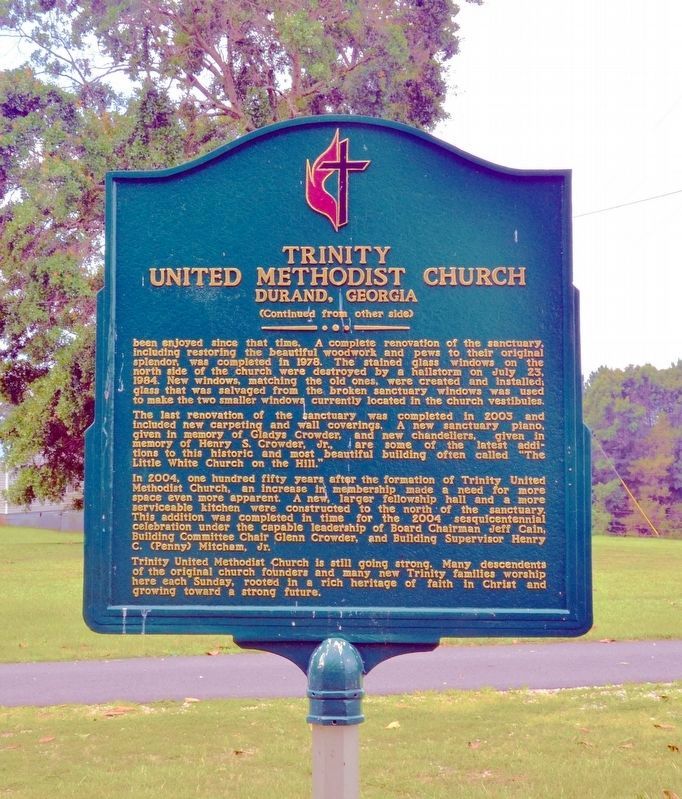 Trinity United Methodist Church Marker (Side 2) image. Click for full size.