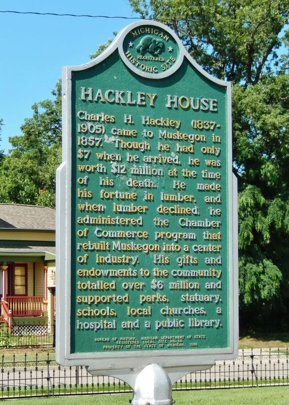 Hackley House Marker (<b><i>side 2</b></i>) image, Touch for more information