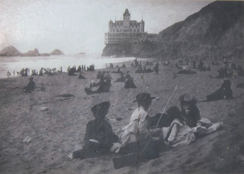 The Cliff House and Seal Rocks, Looking North From Ocean Beach (marker inset photo) image. Click for full size.