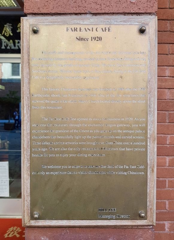 Far East Cafe Marker image. Click for full size.