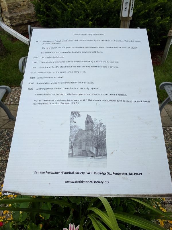 The Pentwater Methodist Church Marker. Click for full size. The Pentwater Methodist Church Marker image. Click for full size.