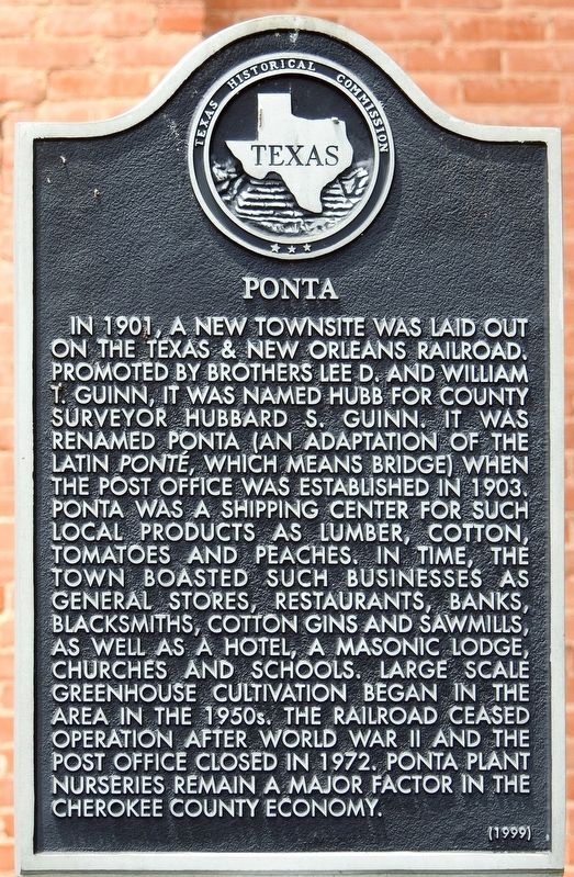 Ponta Texas Historical Marker image. Click for full size.