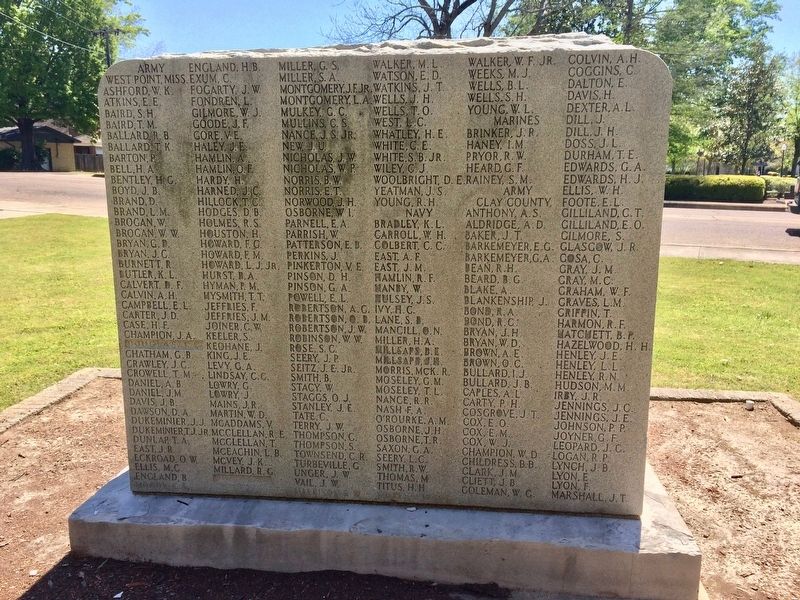 Clay County World War I Memorial (rear) image. Click for full size.