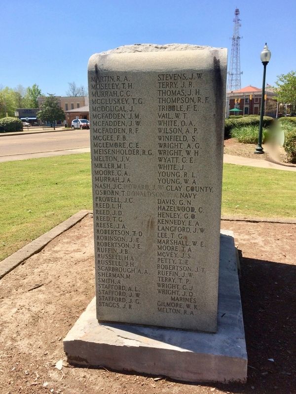 Clay County World War I Memorial (right side) image. Click for full size.