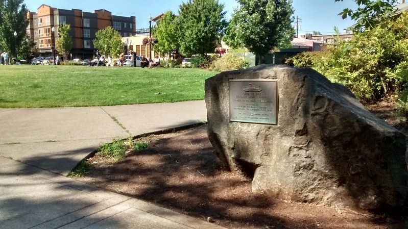 The marker at the northern end of Riverfront Commemorative Park, looking southwest. image. Click for full size.