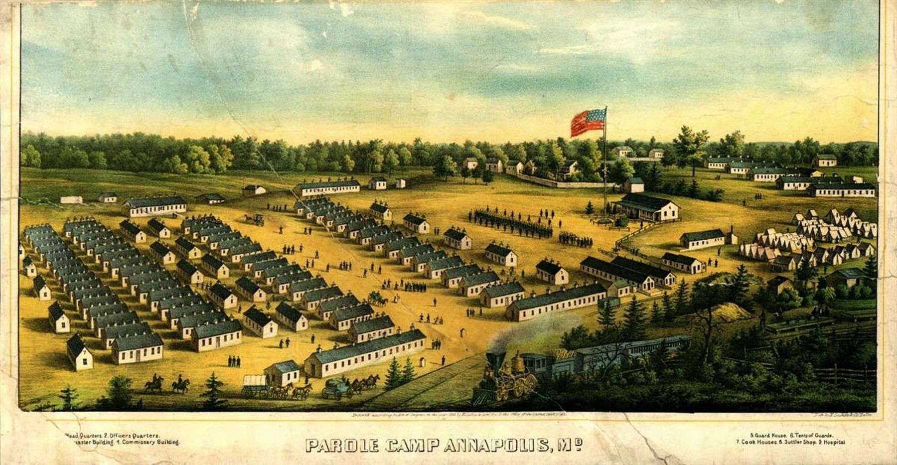 The first Union Army "parole camp" for exchanged Northern prisoners of war, was opened in Annapolis. image. Click for full size.