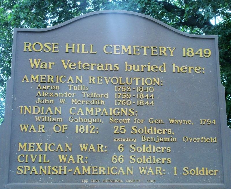 Rose Hill Cemetery 1849 Marker image. Click for full size.