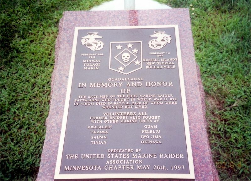 Four Marine Raider Battalions Memorial Marker image. Click for full size.