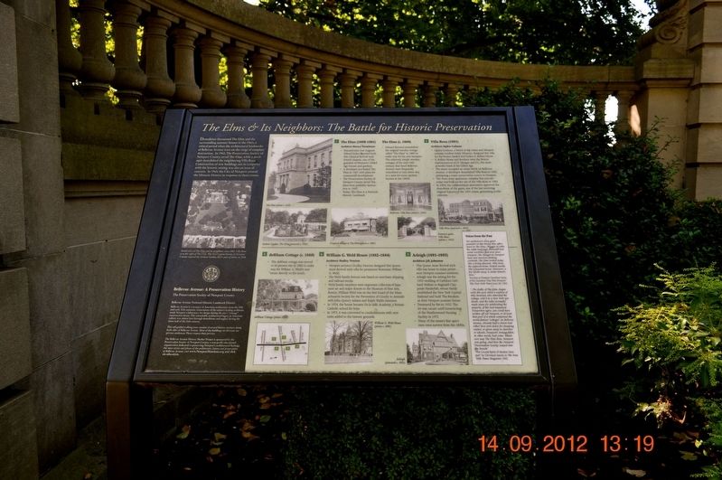 The Elms & Its Neighbors: The Battle for Historic Preservation Marker image. Click for full size.